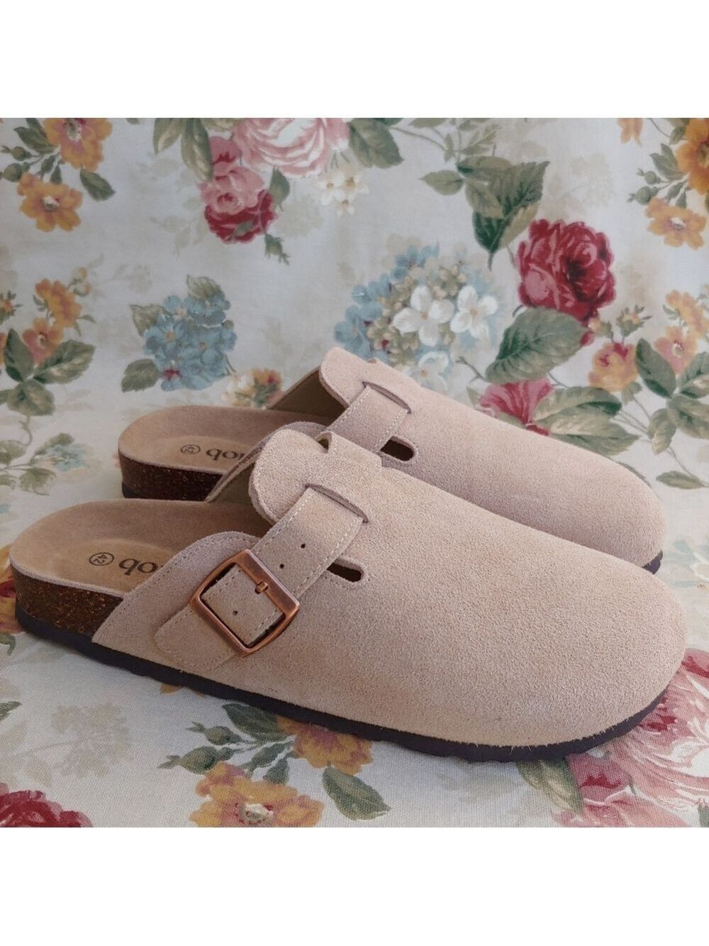 Qomfort Suede Tan Leather Clogs Slip-On Shoes Women's size US 10 Euro 42 NWOT - Picture 4 of 17